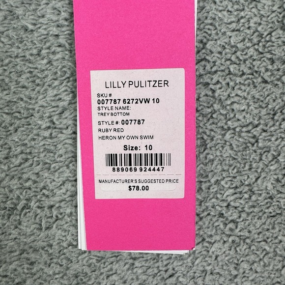 Lilly Pulitzer Swimwear Womens 10 Ruby Red Floral Trey Bikini Bottom Beach New - Picture 3 of 7